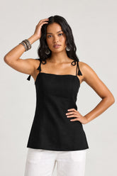 Inaya Noir Tie-Strap Kurti