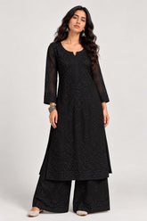 Aarini Chikankari Long Kurti Palazzo Set