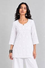 Aisha Embroidered Notch Neck Kurti