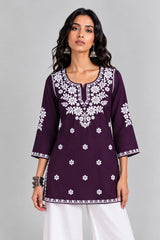 Aisha Embroidered Notch Neck Kurti