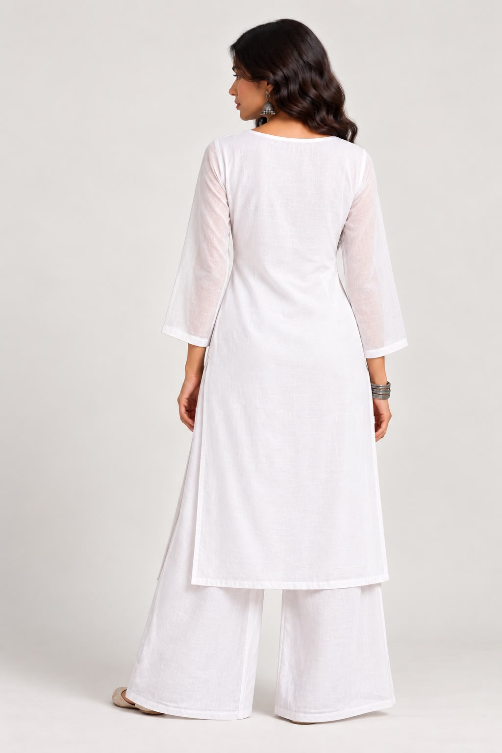 Aarini Chikankari Long Kurti Palazzo Set