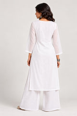 Aarini Chikankari Long Kurti Palazzo Set