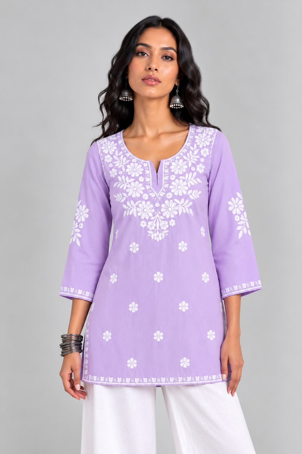 Aisha Embroidered Notch Neck Kurti