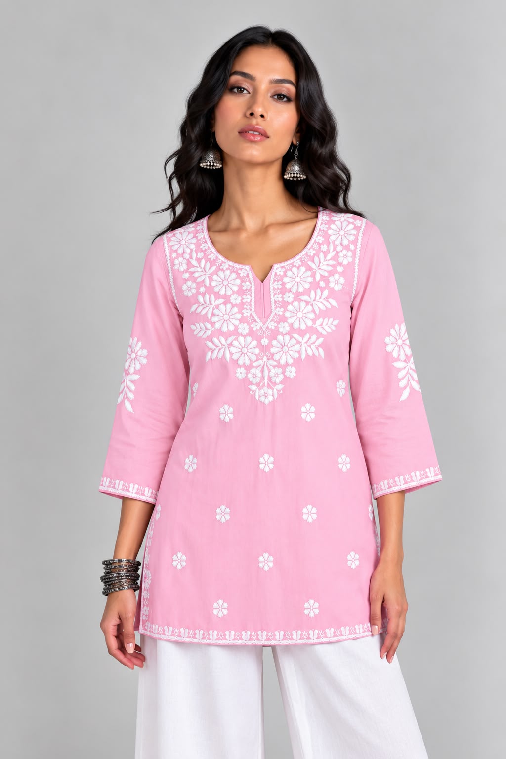 Aisha Embroidered Notch Neck Kurti