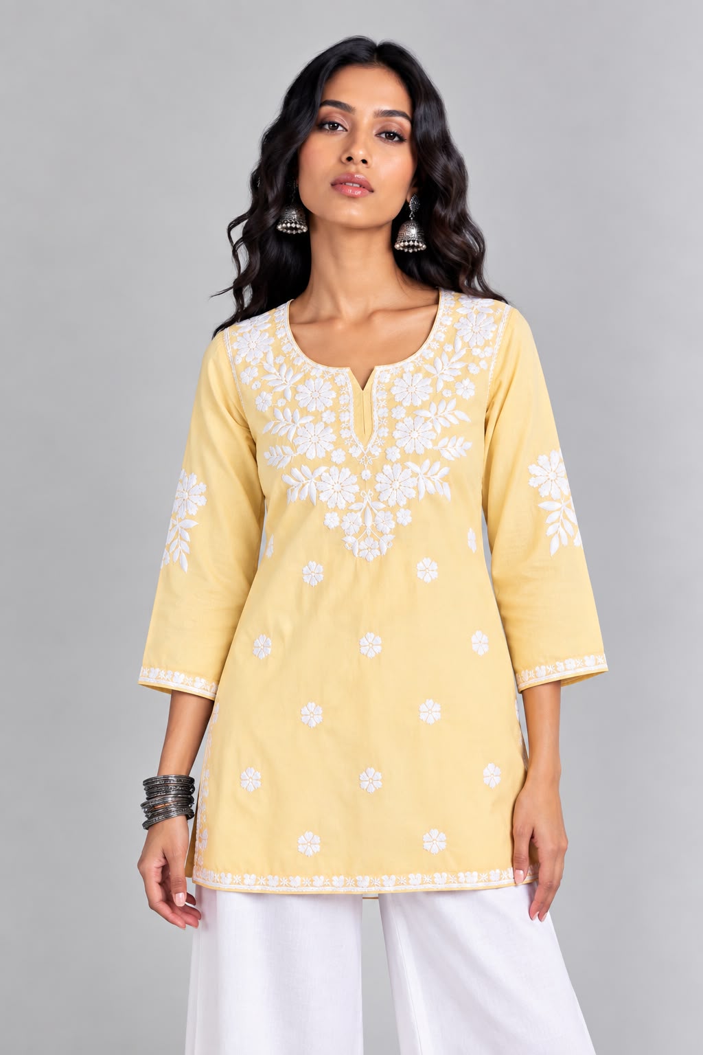 Aisha Embroidered Notch Neck Kurti