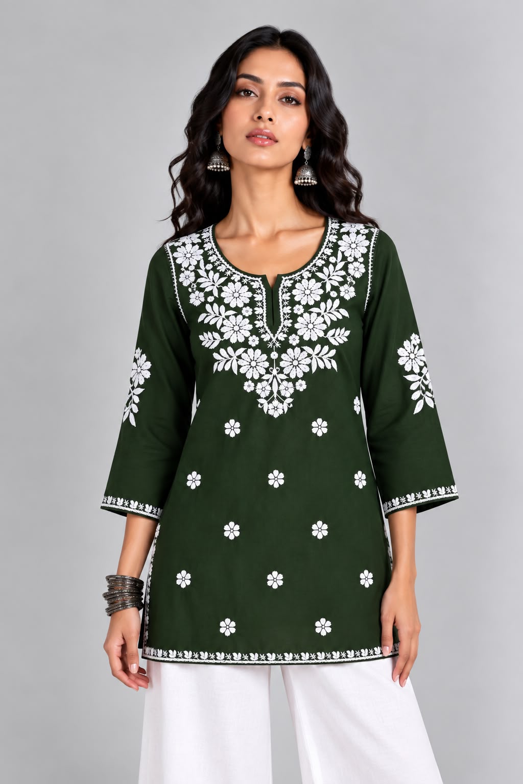Aisha Embroidered Notch Neck Kurti