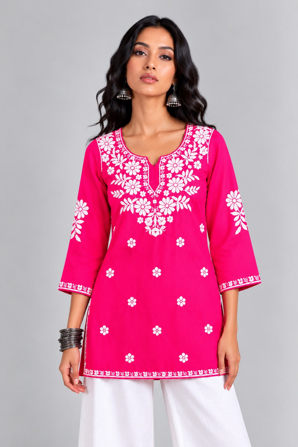 Aisha Embroidered Notch Neck Kurti