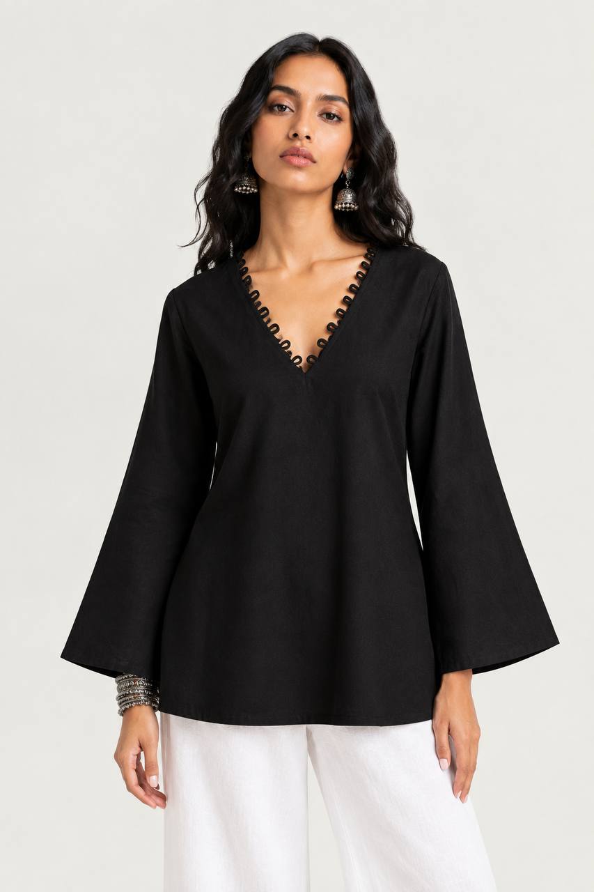 Zareen Loop-Detail Flared Kurti